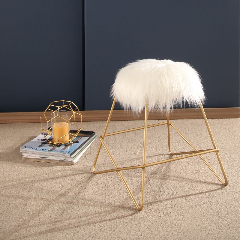 Zafir Faux Fur Vanity Stool White - Abbyson Living