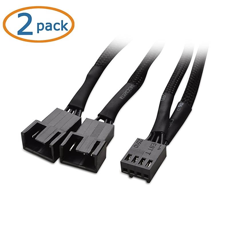 2Pack 2 Way 4 Pin PWM Fan Splitter 4 Inches