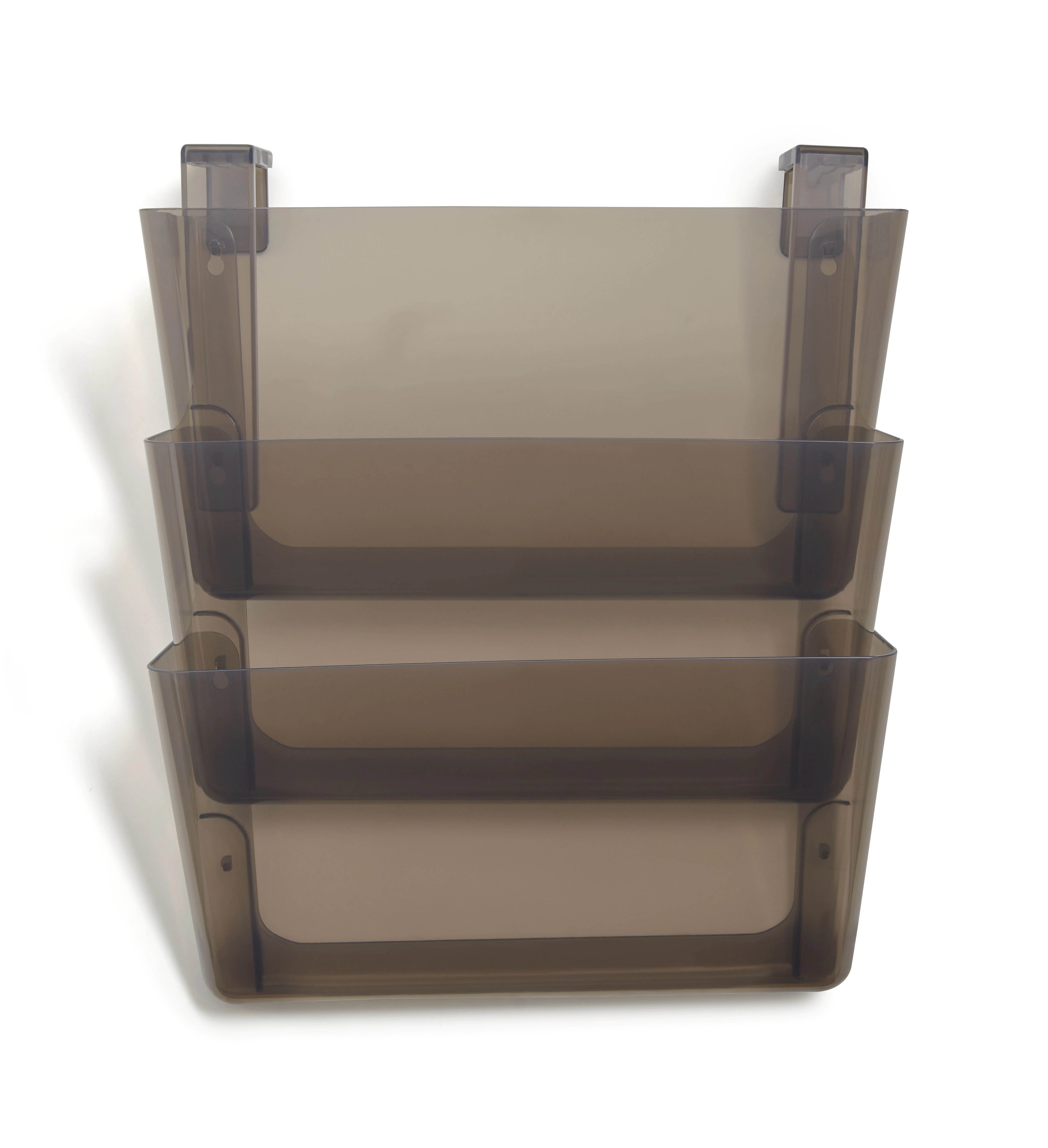 MyOfficeInnovations Unbreakable 3-Pocket Plastic Letter Wall File Smoke