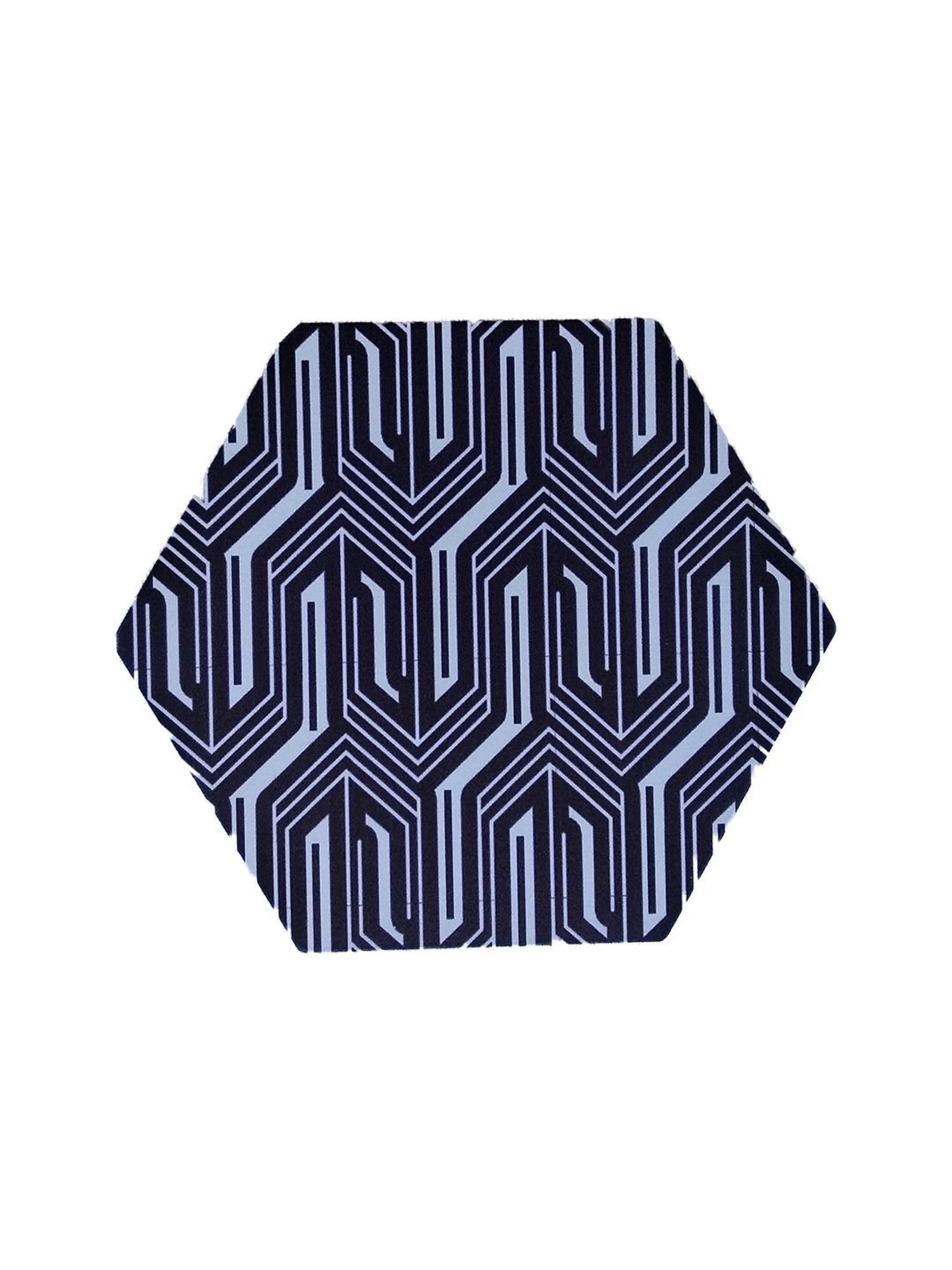 Crayton Hexagon Black & White MDF Coaster - Set of 4