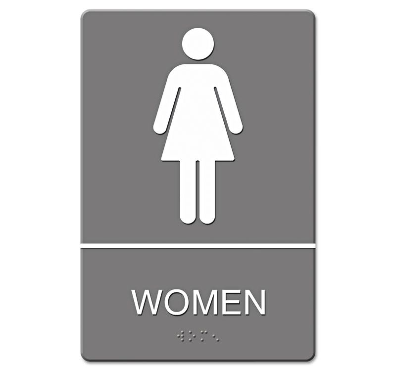 Headline Sign ADA Sign Women Restroom Symbol w/Tactile Graphic Molded Plastic 6 x 9 Gray 4816