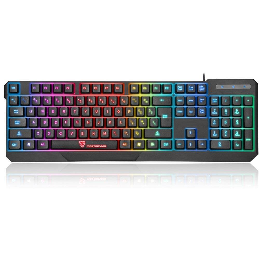 Wired Keyboard 104 Keys Blue Switch Rainbow Backlit Gaming for PC Game