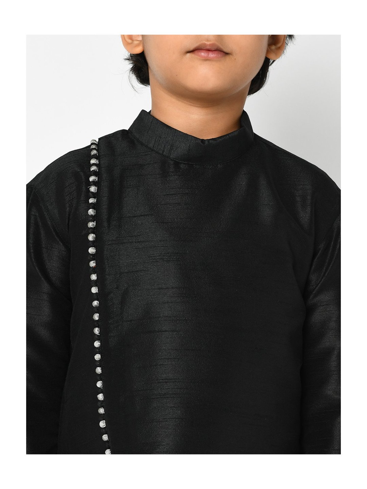 Deyann Kids Black & Grey Solid Full Sleeves Kurta with Dhoti