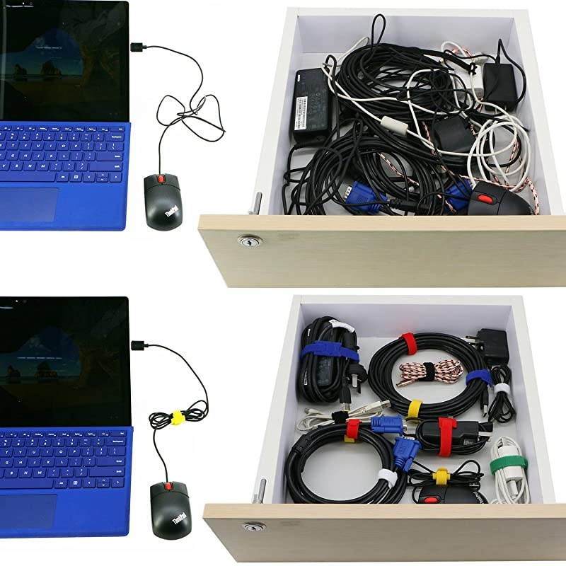 50pcs Reusable Fastening Adjustable Cable Ties Wire Management 7 Inch Blue