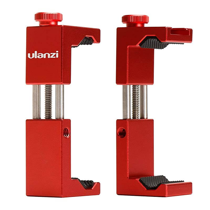 ST02S Aluminum Phone Tripod Mount w Cold Shoe Mount Support Vertical and Horizontal Universal Metal Adjustable Clamp for iPhone Xs Xs Max X 8 7 Plus Samsung Huawei Android SmartphonesRed