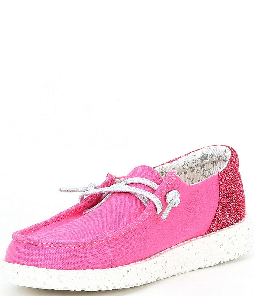 Hey Dude Girl's Wendy Funk Fuxia Metallic Knit Detail Washable Sneakers (Youth)
