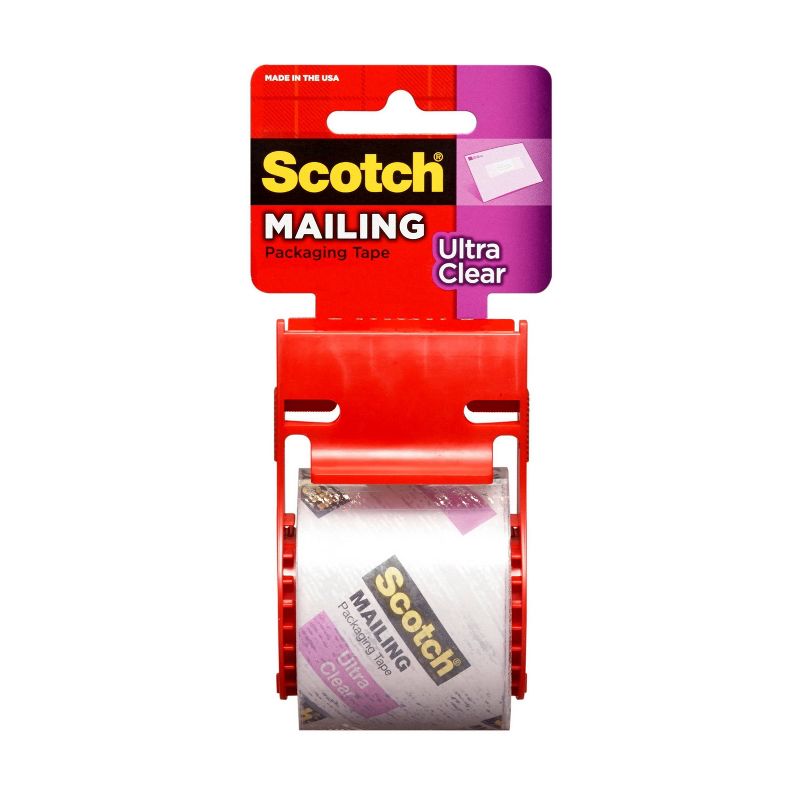 Scotch Mailing Tape with Dispenser Ultra Clear 1.88" x 22yd