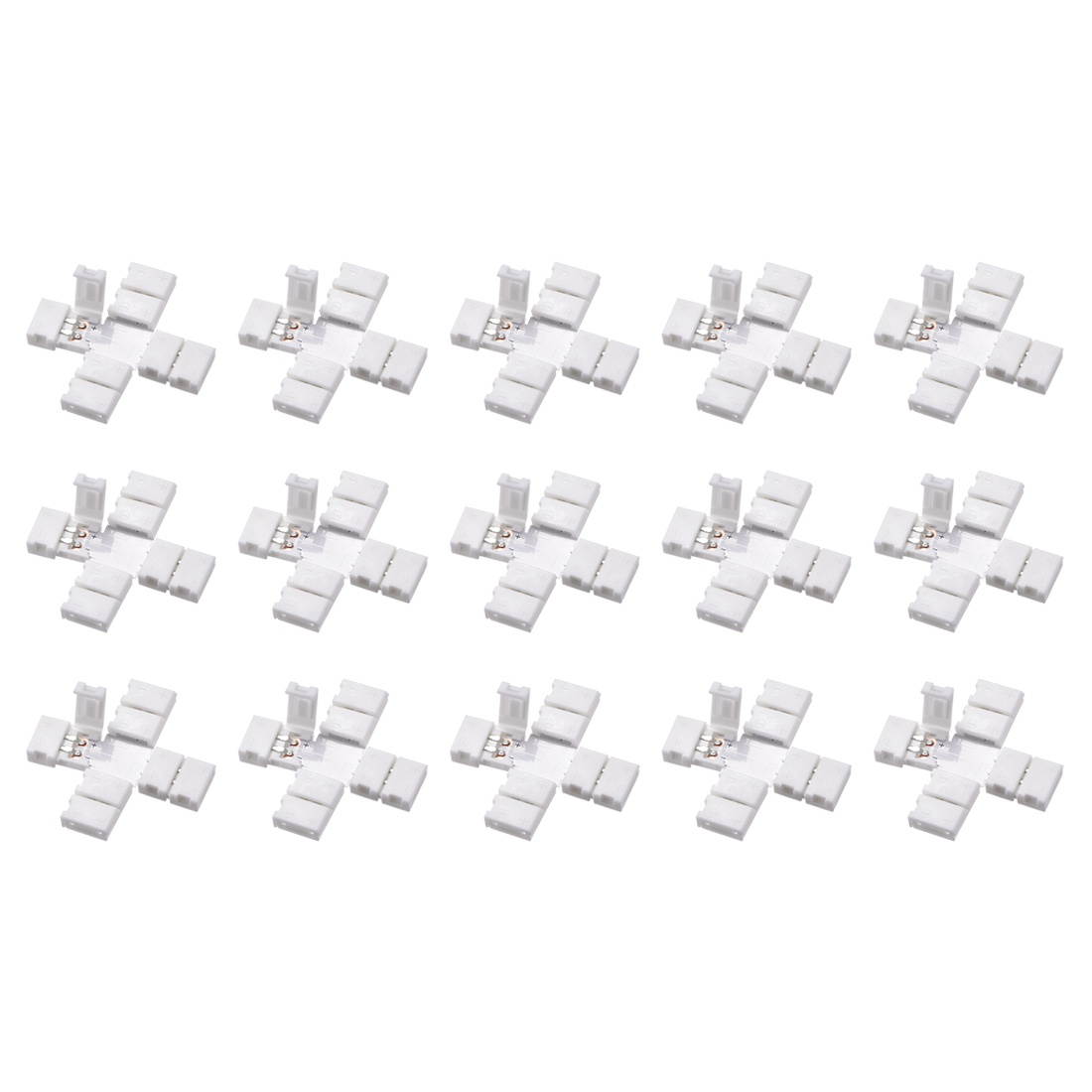 8mm 2P Cross Shape LED Strip Connector for Single Color 3528 2 Conductor LED Strip Lights 15Pcs