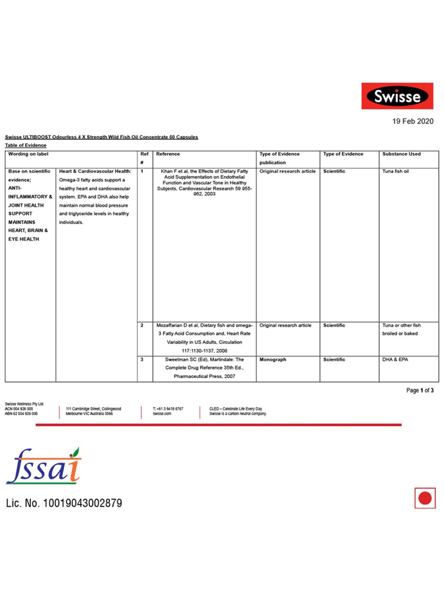 Swisse Ultiboost Odourless 4X Strength Wild Fish Oil Supplement - 60 Tablets