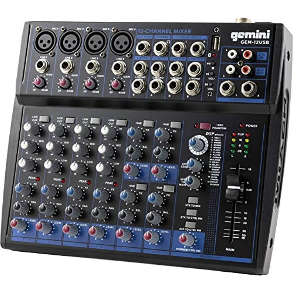 Gemini compact 12-channel Bluetooth mixer with USB playback