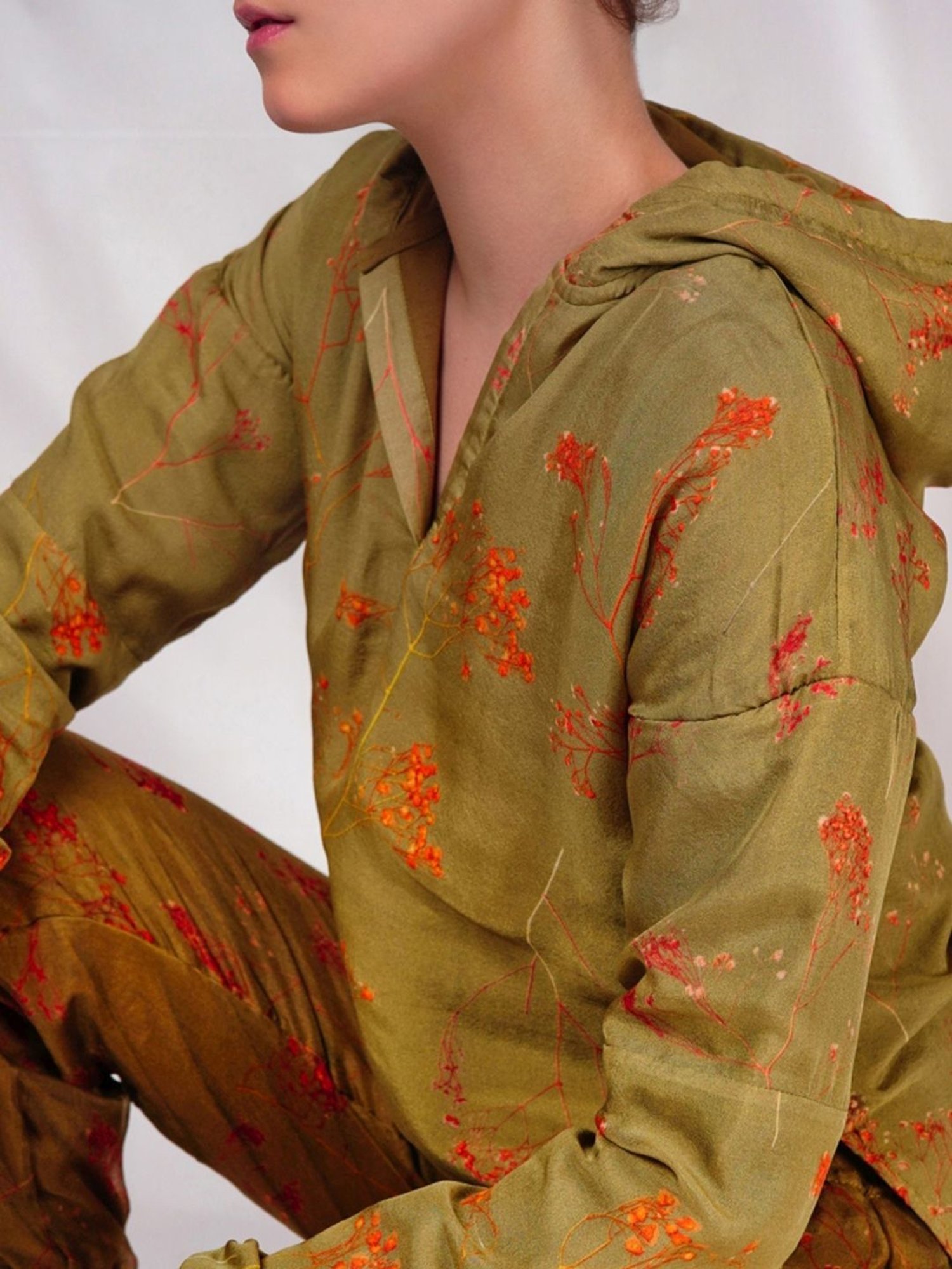 Seesa Green Spring Summer Floral Printed Sweatpants