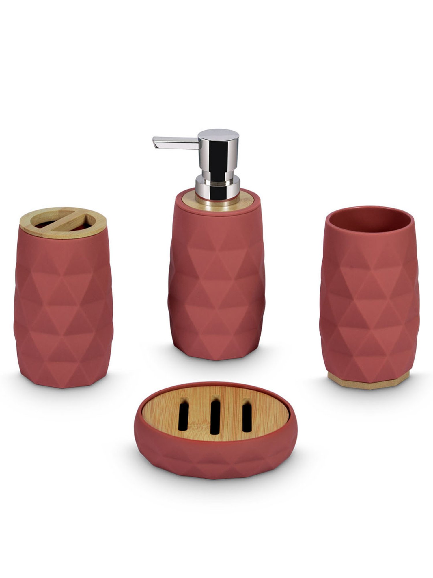 Freelance Red SAN material (Styrene Acrylonitrile) Set of 4 Bathroom Accessories