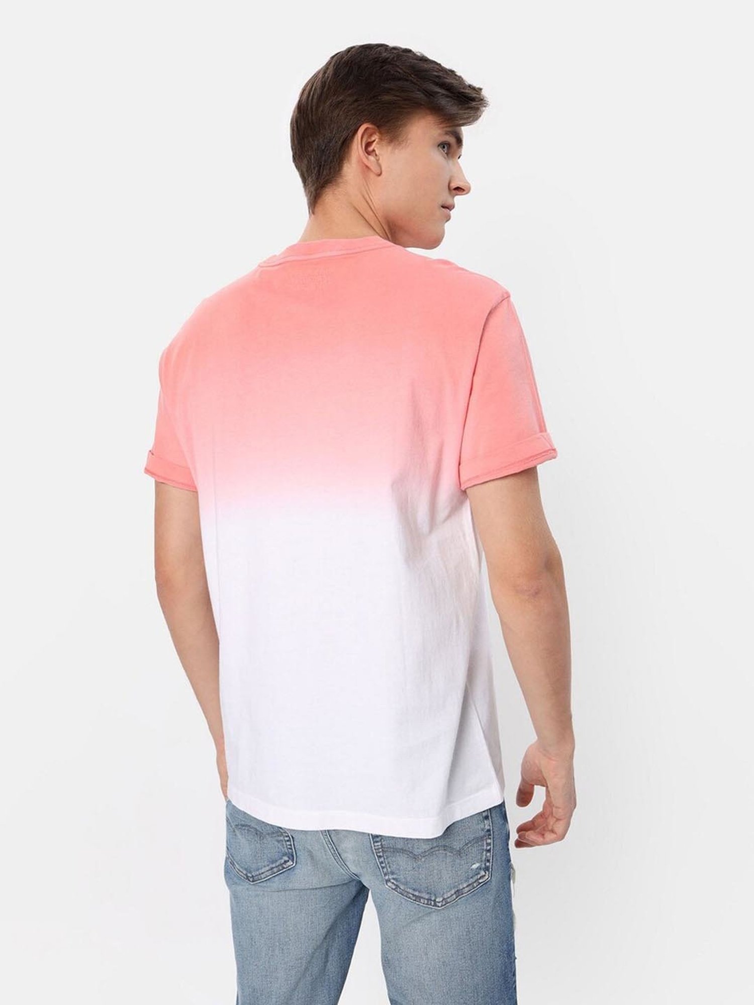 American Eagle Outfitters Pink Cotton Regular Fit Tie - Dye T-Shirt