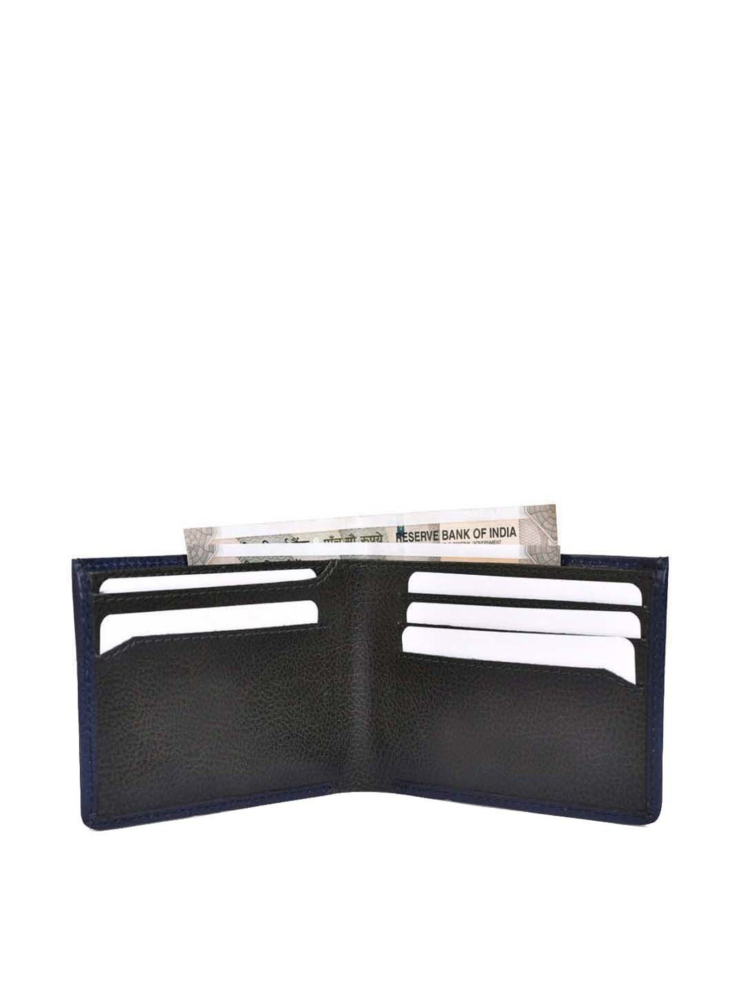 BELWABA Navy Casual Leather Bi-Fold Wallet for Men