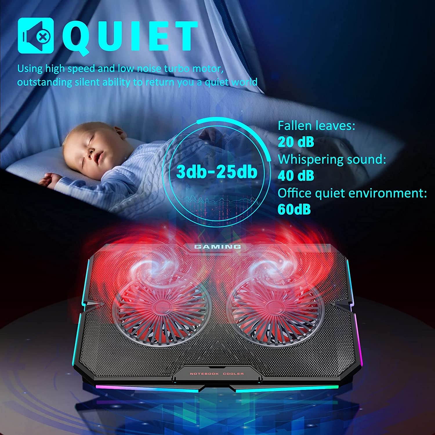 Computer Cooler USB Cooling Fan Laptop Notebook Cinema Cooler USB External Heat Sink Computer Bracket High Speed Mute Cool Pad (Color : NO.3)