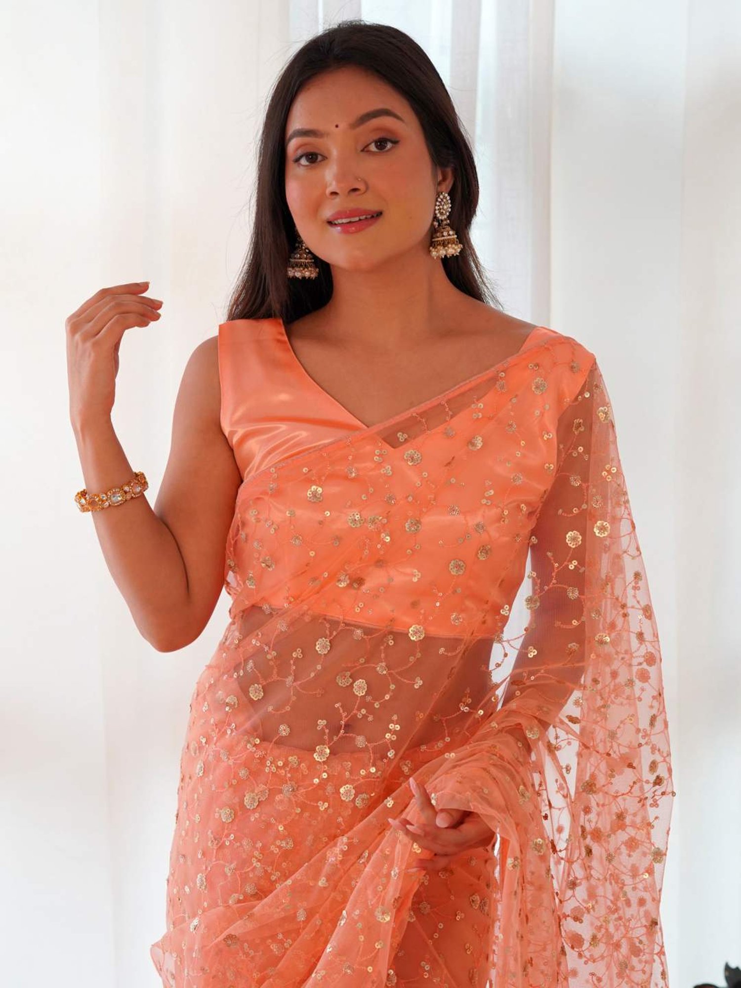 Unnati Silks Grey Cotton Printed Saree With Unstitched Blouse