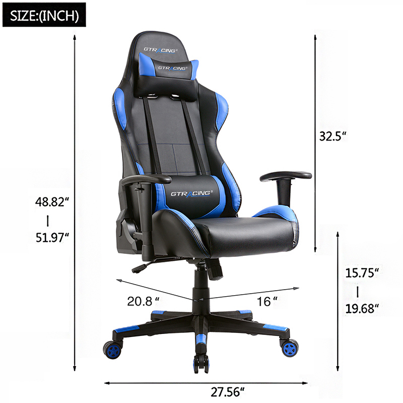 GTRACING Gaming Chair Ergonomic Racing Desk Chair PU Leather High-Back Adjustable Professional E-Sports Chair with Headrest and Lumbar Pillows GTBEE Series