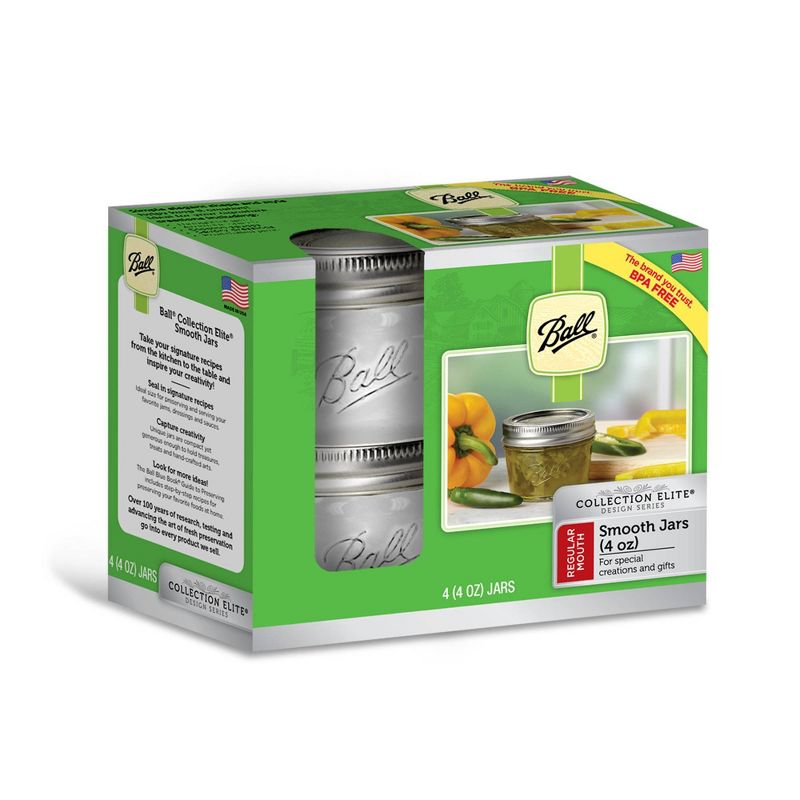 Ball 4oz 12pk Smooth Sided Regular Mouth Mason Jars