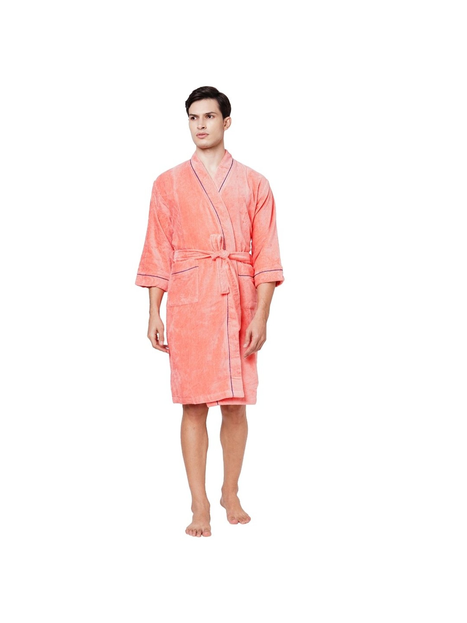Spaces Coral 380 GSM Cotton Quick Dry High Loft Ultra Soft Bathrobe