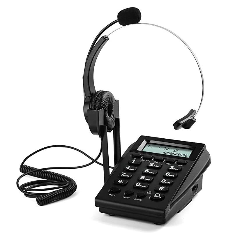 Corded Phone Headset,  Call Center Telephone Headset with Dialpad, Noise Cancelling Phone Headsets for Office/House Phones