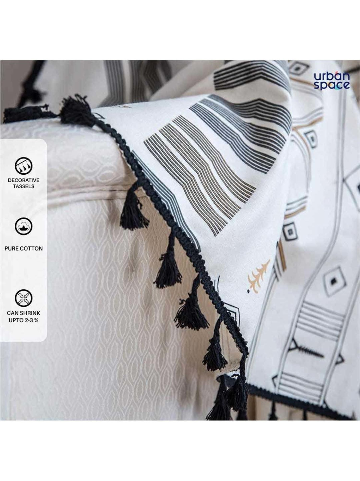 Urban Space Grey Cotton Door Curtain With Tieback & Eyelet