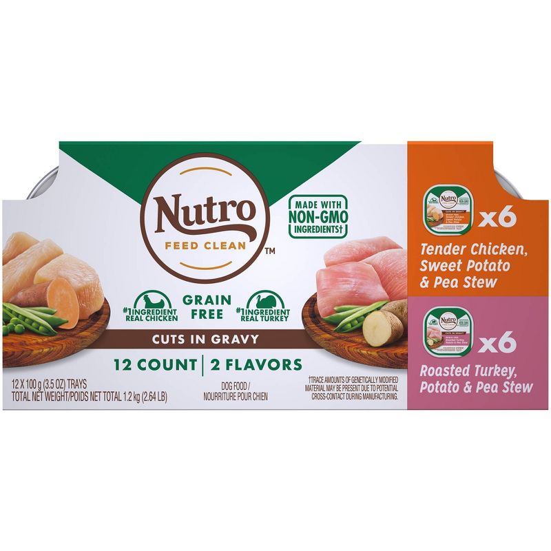 Nutro Grain Free Cuts In Gravy Wet Dog Food Tender Chicken & Roasted Turkey - 3.5oz/12ct Variety Pack