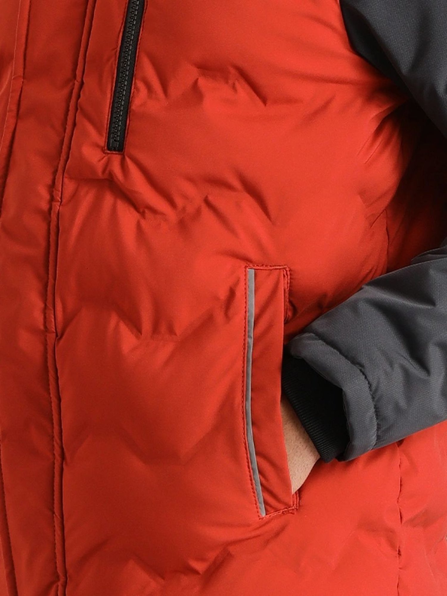 Indian Terrain Rust Regular Fit Colour Block Quilted Jacket