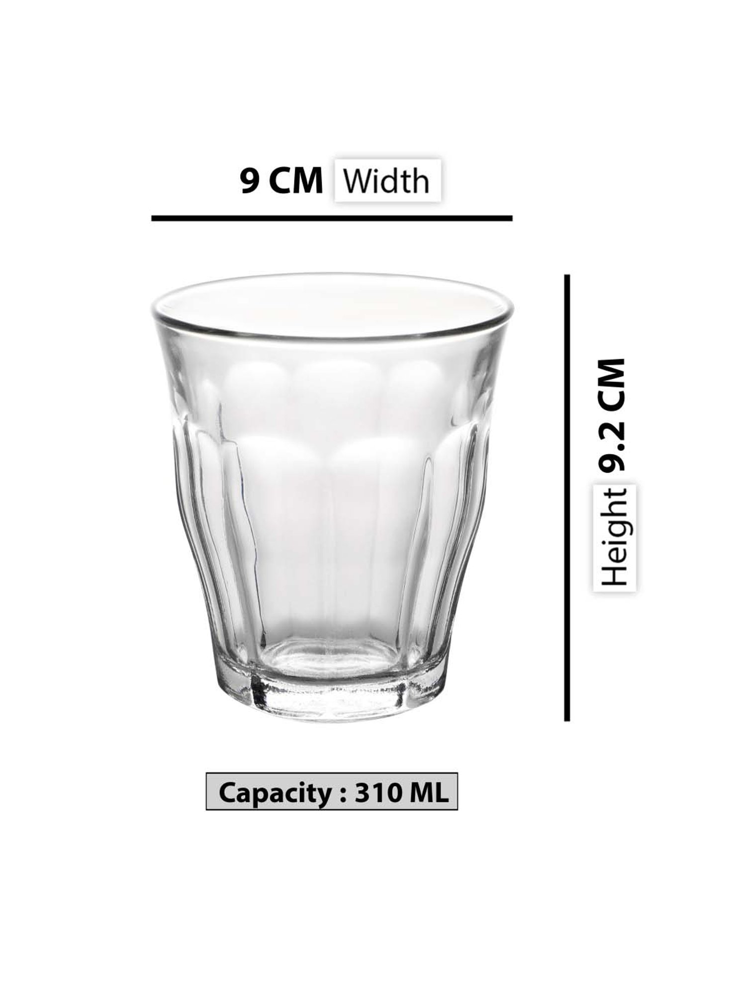 Duralex 'Picardie' Transparent Glass 24 cm Tumbler (0.31 L) - Set of 4