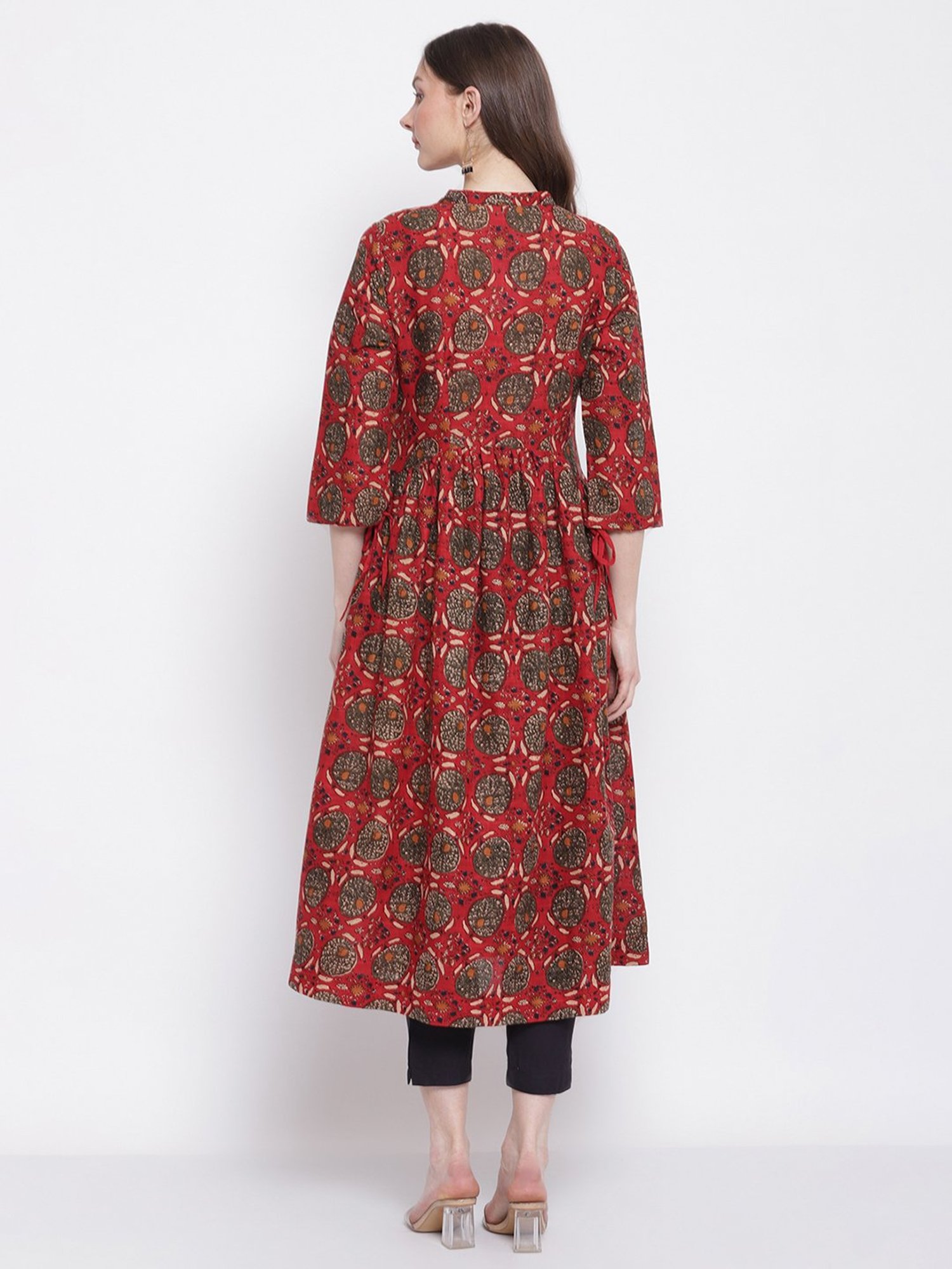 Fusion Beats Light Grey Embroidered A Line Kurta