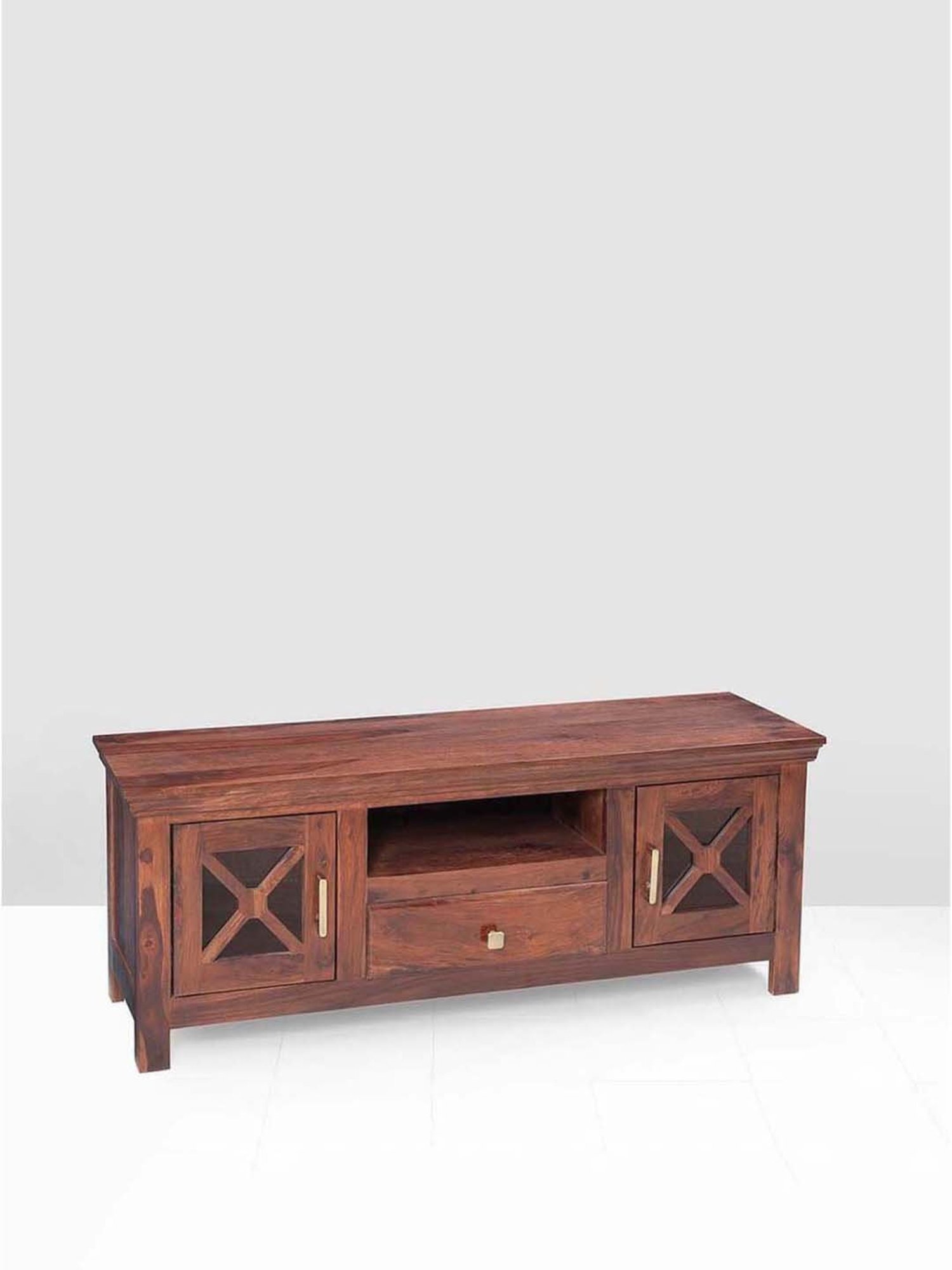 Fabindia Brown Sheesham Wood Textured Cabinet