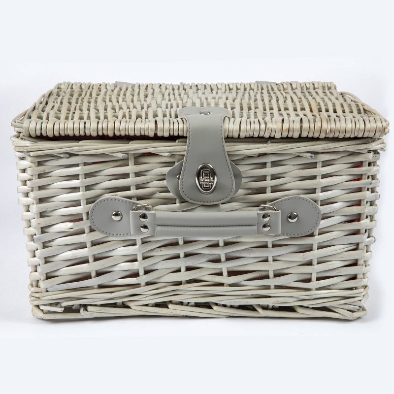 Northlight 15.5" Hand Woven Willow 2-Person Picnic Basket and Accessory Set - Brown