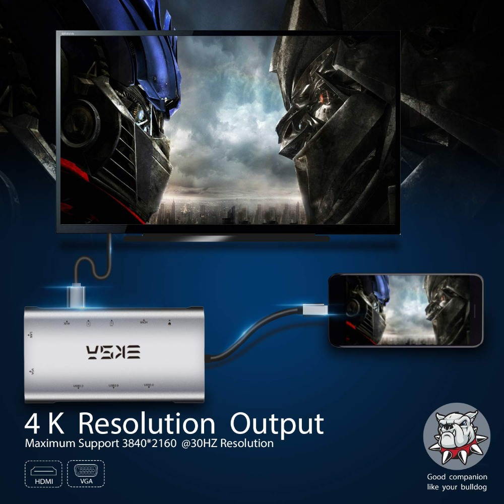 USB C Hub, 11 in 1 USB C to HDMI Adapter with 1000M Ethernet, 4K HDMI, 1080P VGA,Power Delivery PD Charging Port, 3 USB 3.0 Ports Adapter Compatible for MacBook Pro, ChromeBook, XPS, and USB C Devices