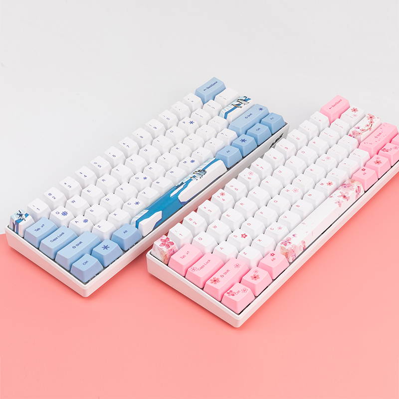 A-jazz AK61 Bluetooth Wireless and  USB Wired Dual Connectivity Mechanical Gaming Keyboard, Durable ABSKeycaps, White Backlit -Blue Switch( White )