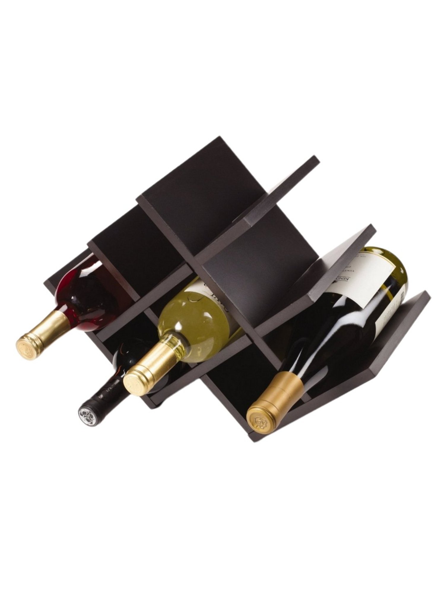 Ikiriya Kassel Solid Dark Brown Wood Wine Rack