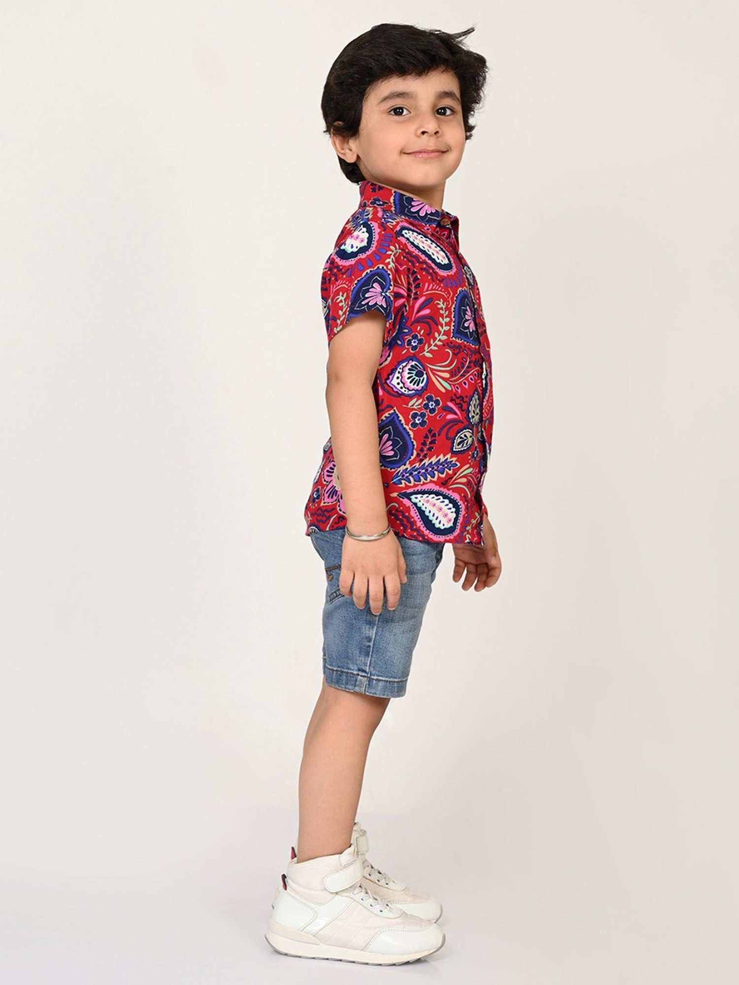 Lil Drama Kids Red Printed Shirt