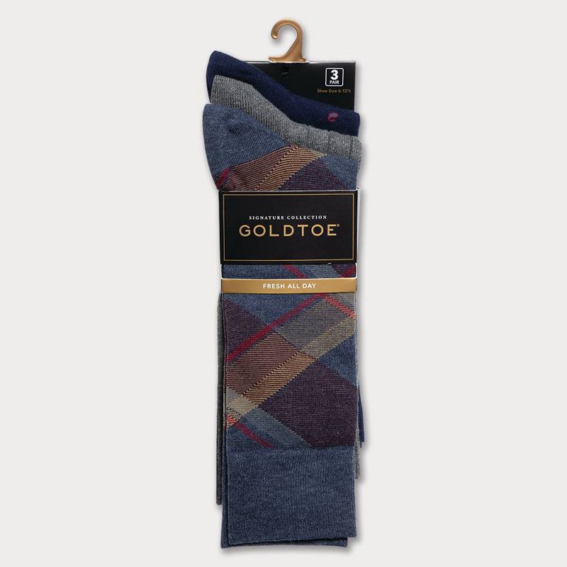 Signature Gold by GOLDTOE Men's Boho Plaid Crew Socks 3pk - 6-12.5