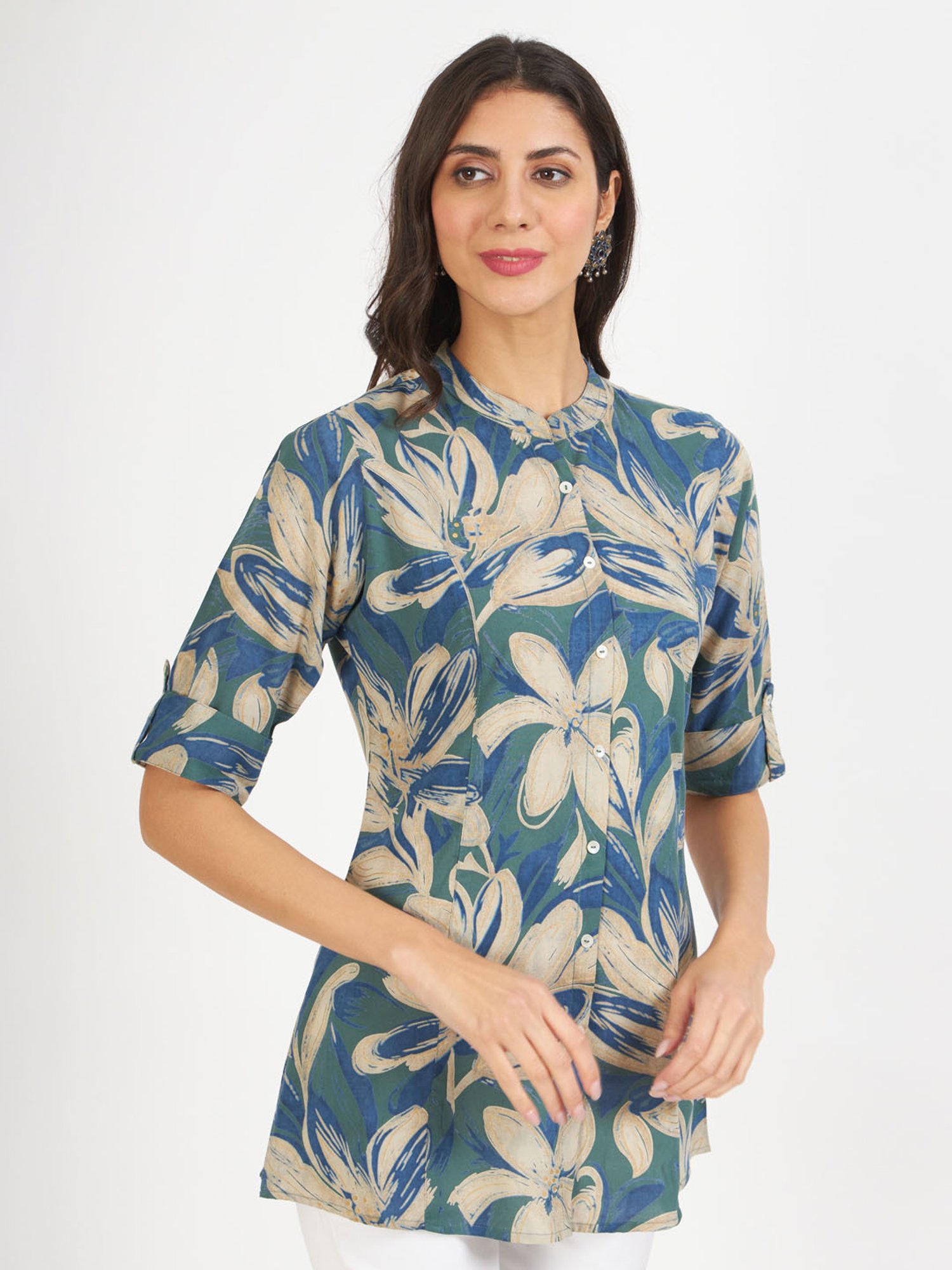 Divena Green Floral Print Tunic