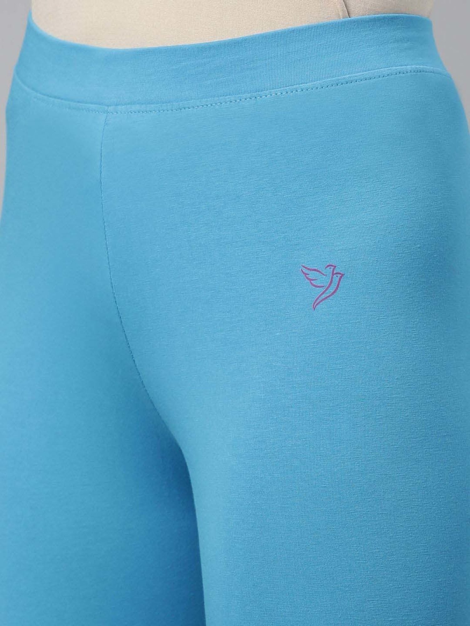 TWIN BIRDS Blue Cotton Ankle Length Leggings With Dupatta