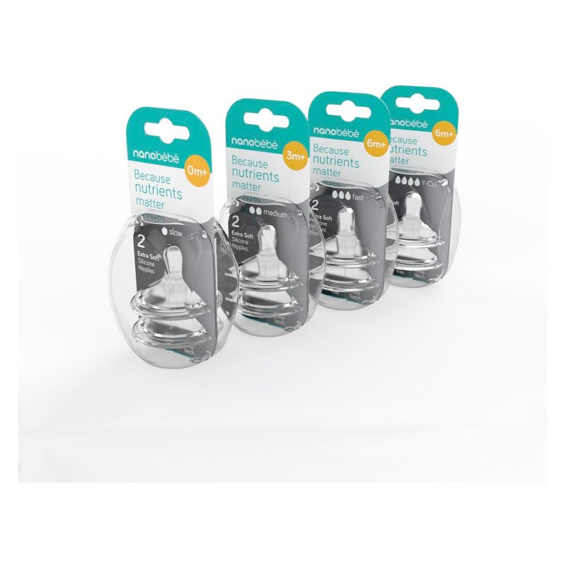 Nanobebe Fast Flow 2pk Baby Bottle Silicone Nipples
