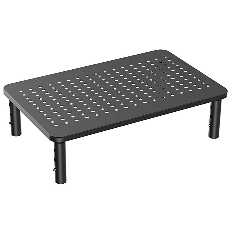 Monitor Stand Riser - 3 Height Adjustable Monitor Stand for Laptop, Computer, iMac, PC, Printer, Desktop Ergonomic Metal Monitor Riser Stand with Mesh Platform for Airflow by
