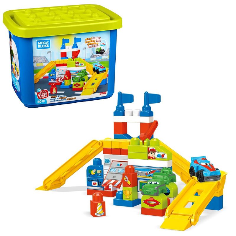 Mega Bloks First Builders Race Car Garage Construction Set