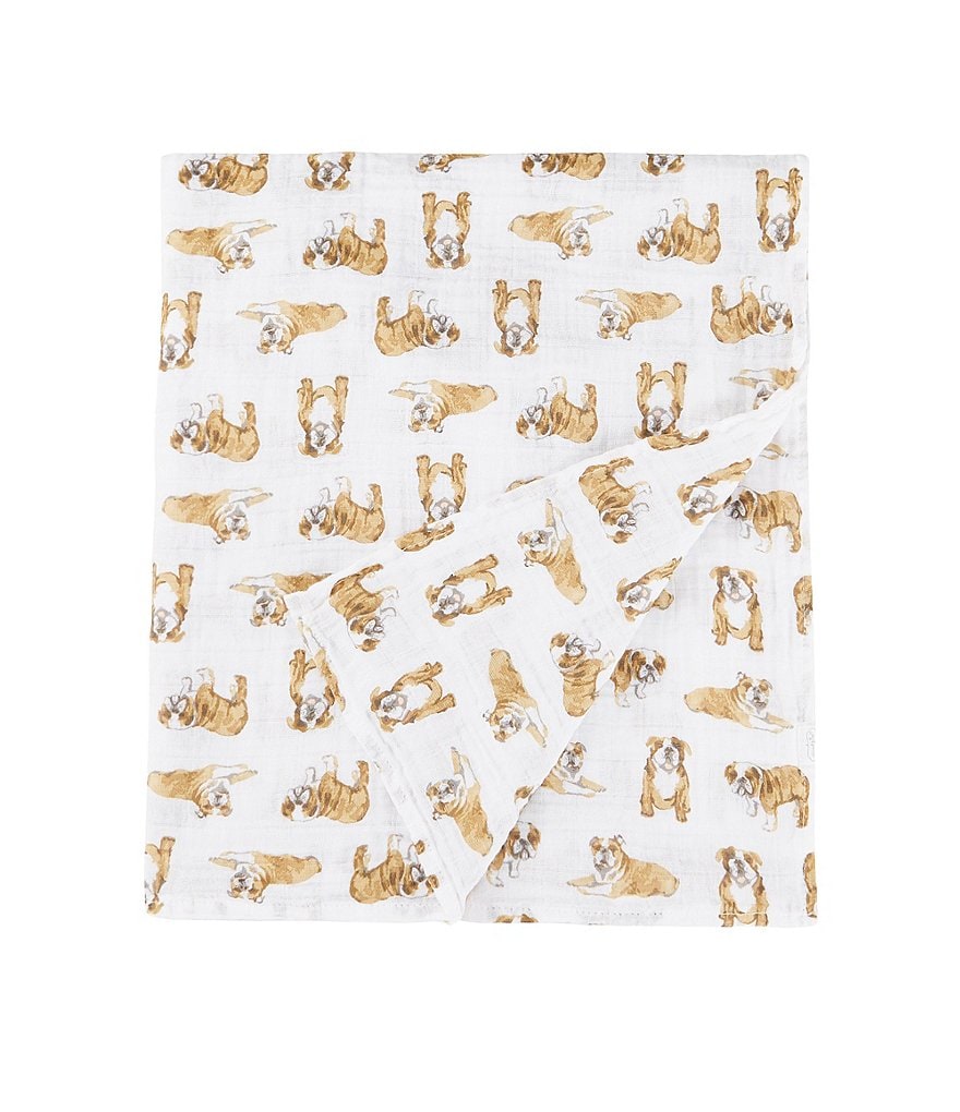 Mud Pie Baby Bulldog Muslin Swaddle Blanket