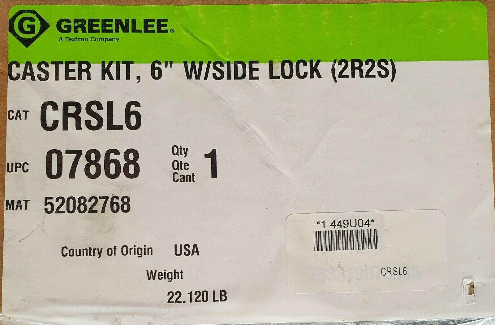 Greenlee 449U04 6" Caster it w/ 2 Side Locks 900 lb. Load Rating Set of 4