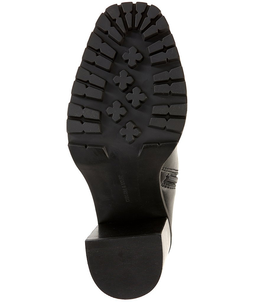 Chelsea & Violet Falla Double-Zip Lugged Block Heel Booties