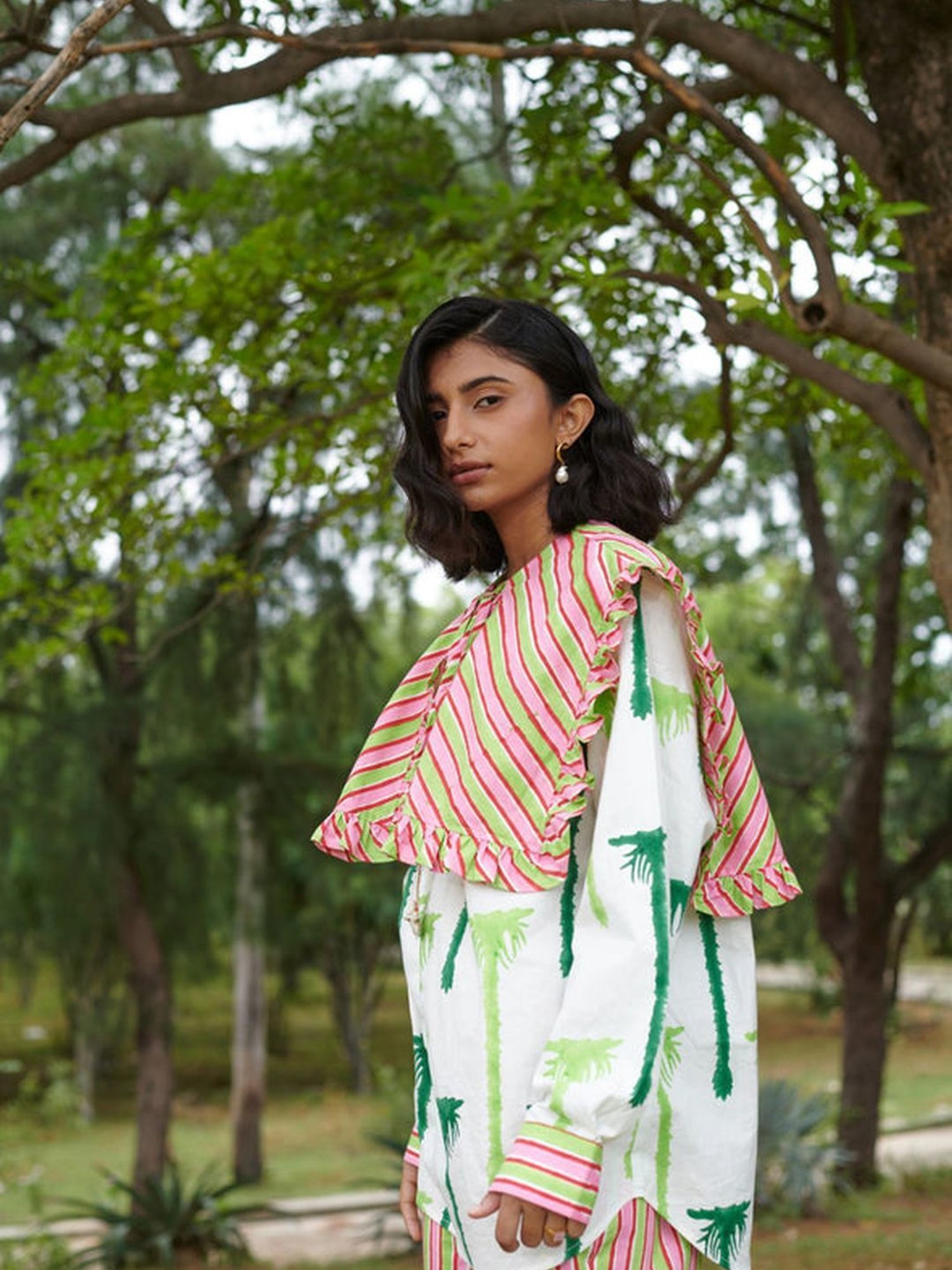 Khajoor Studio White, Green & Pink Sundaze Khajoor Vol.1 Doll Resort Shirt