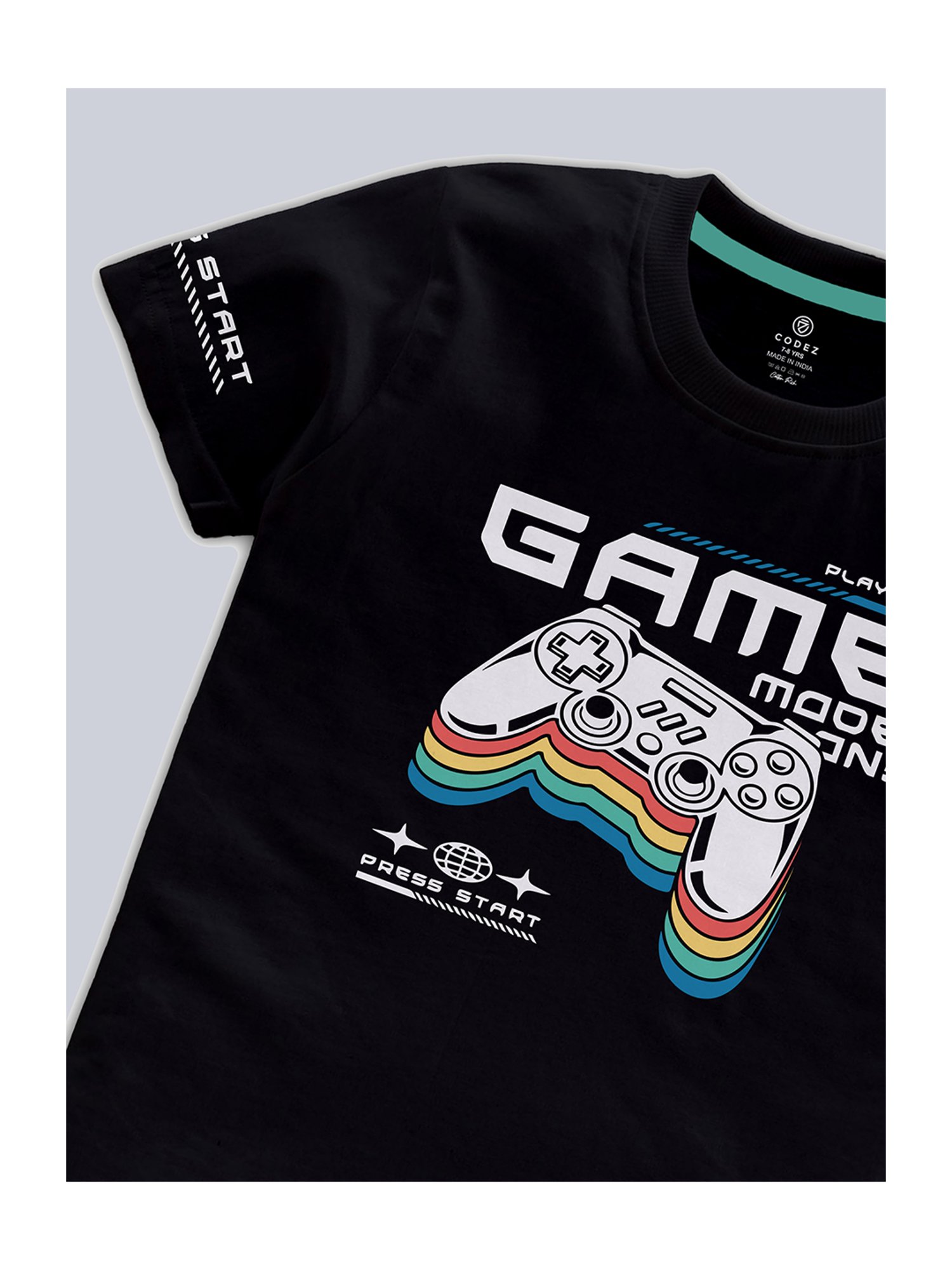 Codez Kids Grey Melange & Black Printed T-Shirt (Pack Of 2)