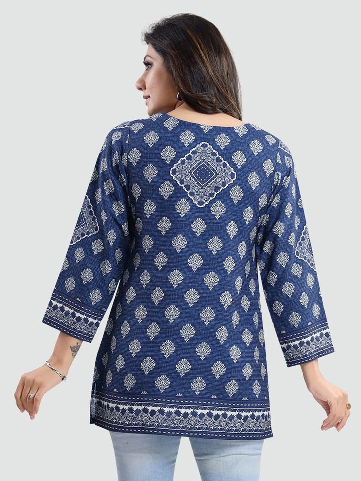 Saree Swarg Blue Printed Tunic