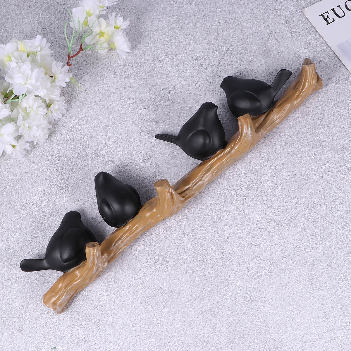 1PC Wall Hook Stereoscopic Bird Design Hook Fashion Clothing Hook Household Hanging Hook for Home Shop (Four Black Bird)