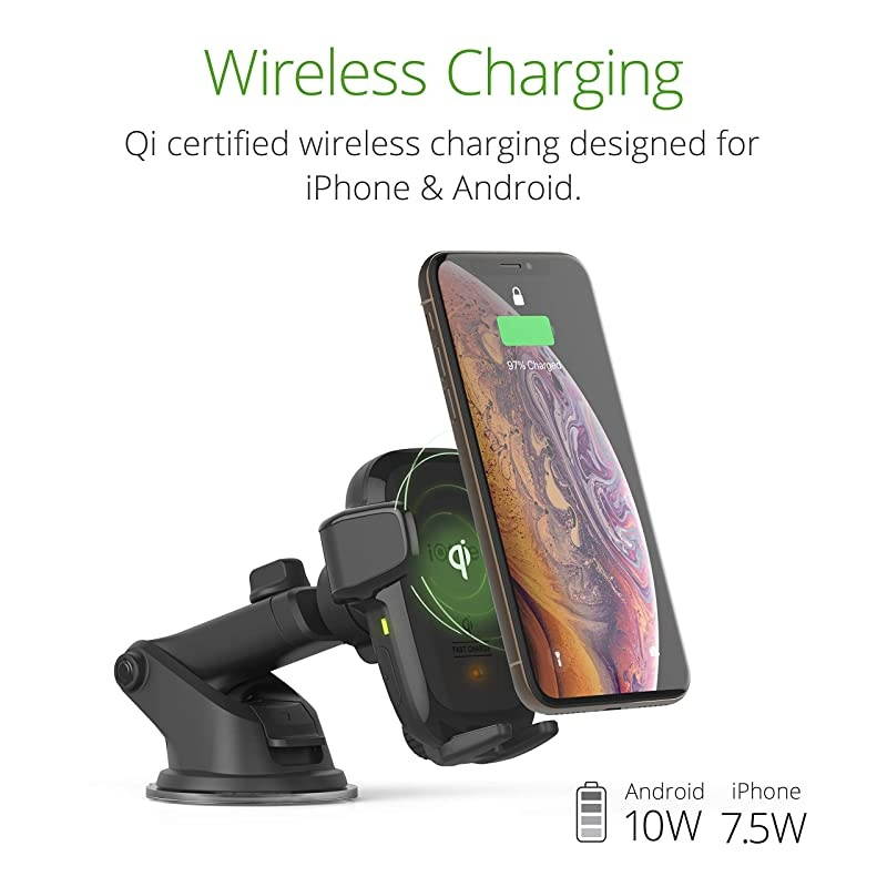 Wireless Car Charger Auto Sense Qi Charging Automatic Clamping Dashboard Phone Mount for iPhone Samsung Galaxy Huawei LG Smartphones