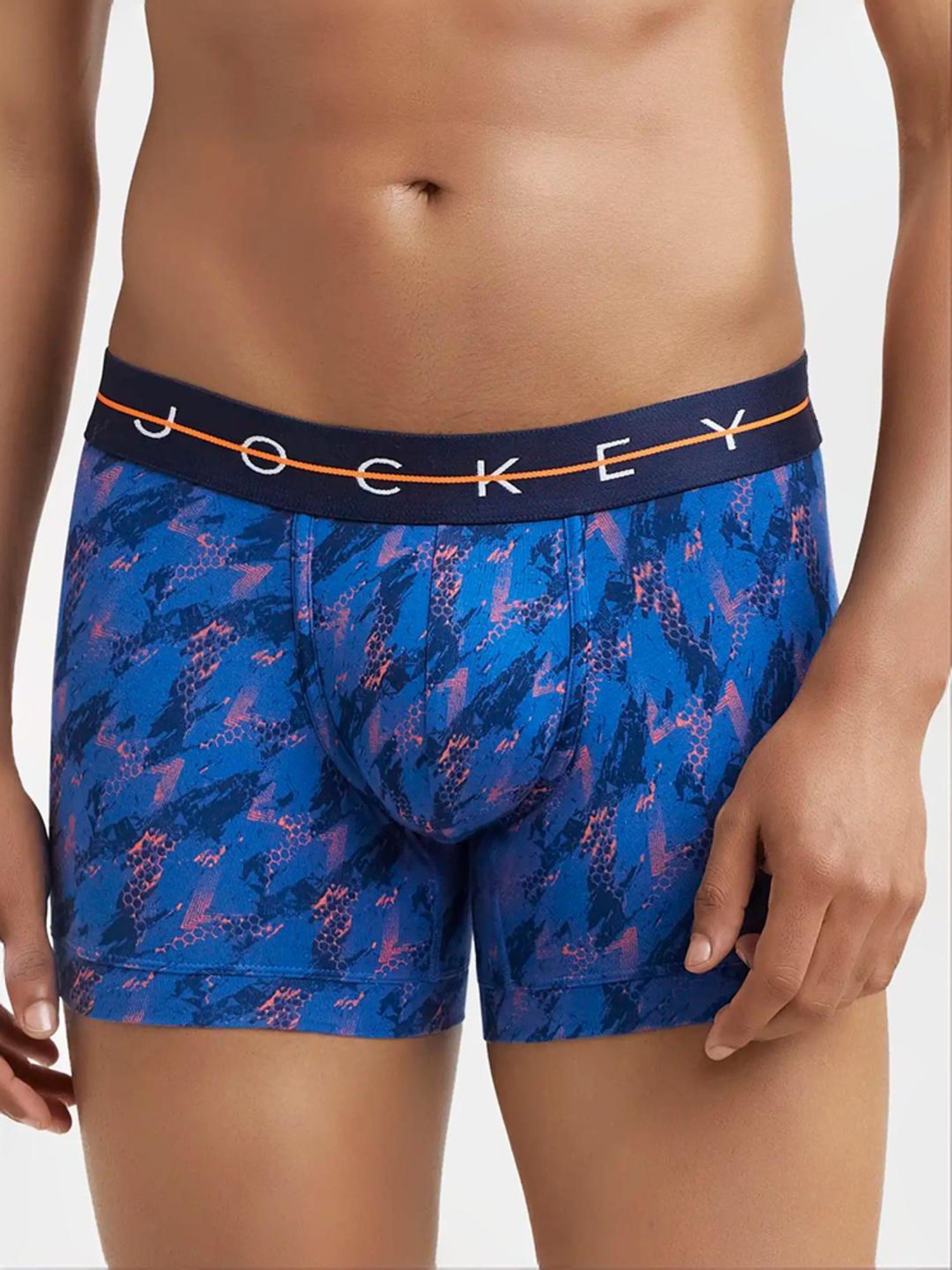 Jockey NY02 Blue Super Combed Cotton Trunks with Ultrasoft Waistband (Prints May Vary)